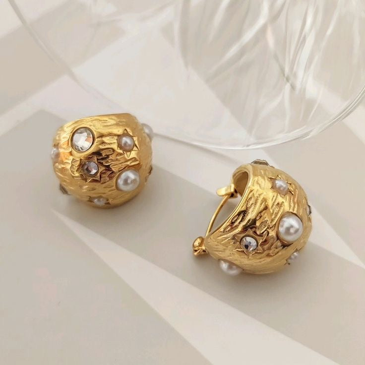 Pearl-Studded Hoops