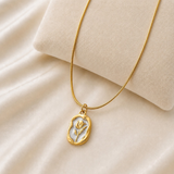 White Enamel Rose Necklace