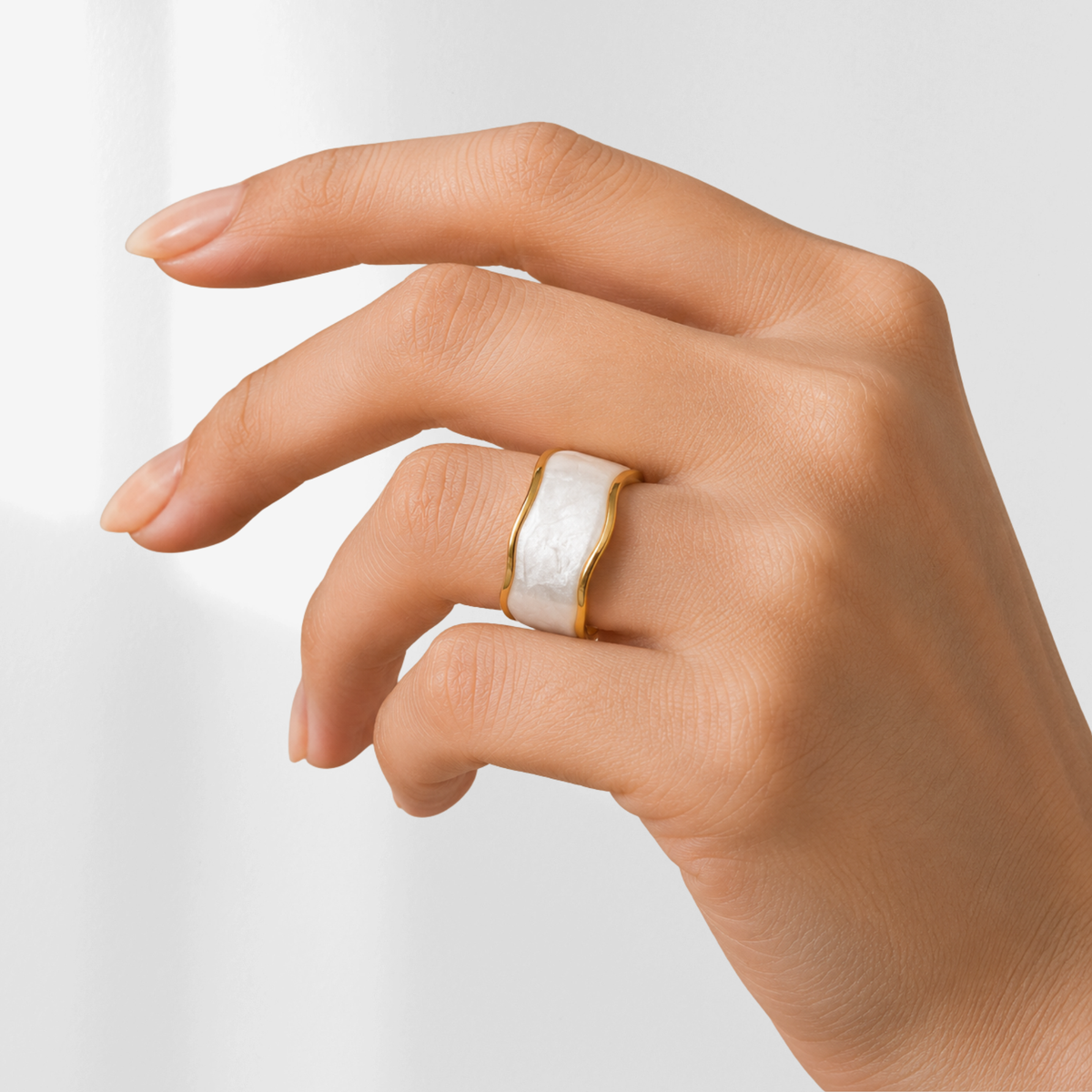 Enamel Swirl Cuff Ring