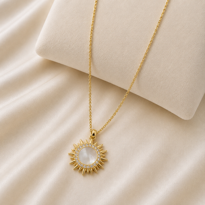Solene Pearl Sun Pendant Necklace