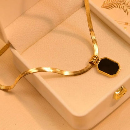 Obsidian Luxe Herringbone Necklace