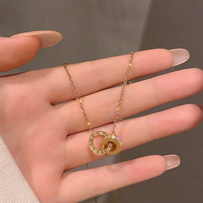 Roman Numeral Interlock Necklace