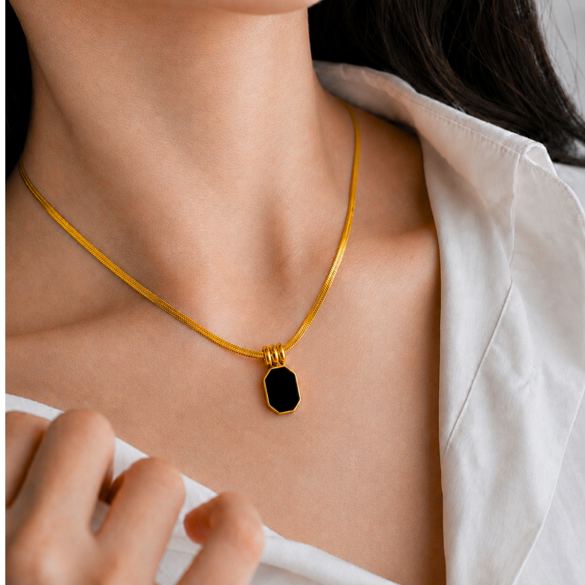 Obsidian Herringbone Necklace