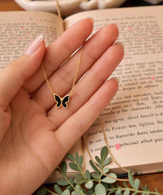 Midnight Butterfly Charm Necklace