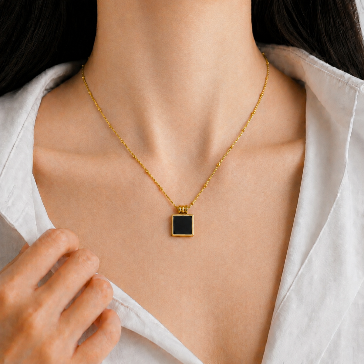 Obsidian Square Pendant