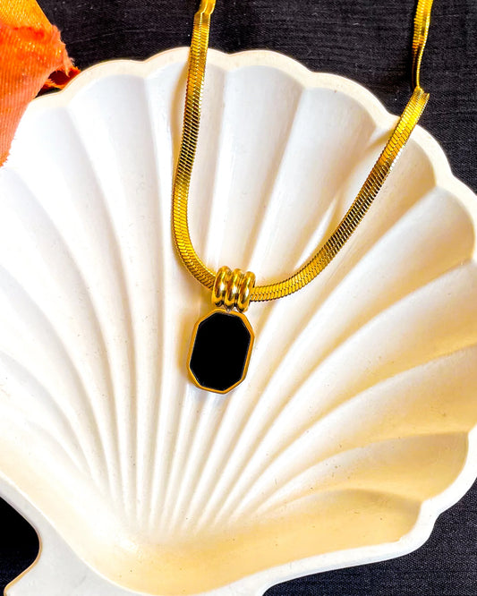 Obsidian Luxe Herringbone Necklace