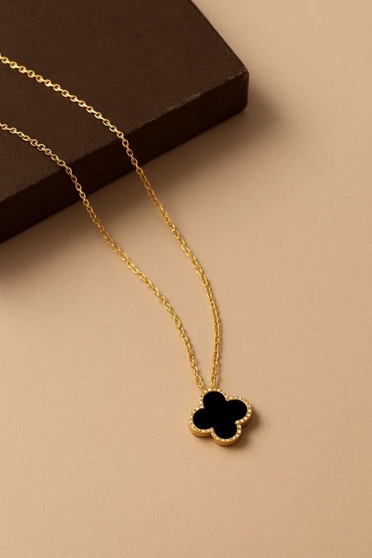Midnight Clover Pendant Necklace