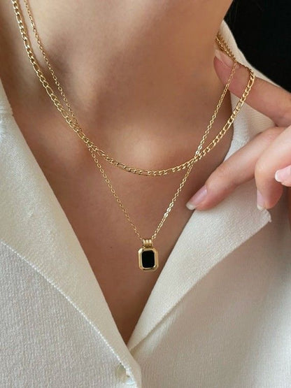 The Gold Embrace Double Layered Chain Pendant Necklace