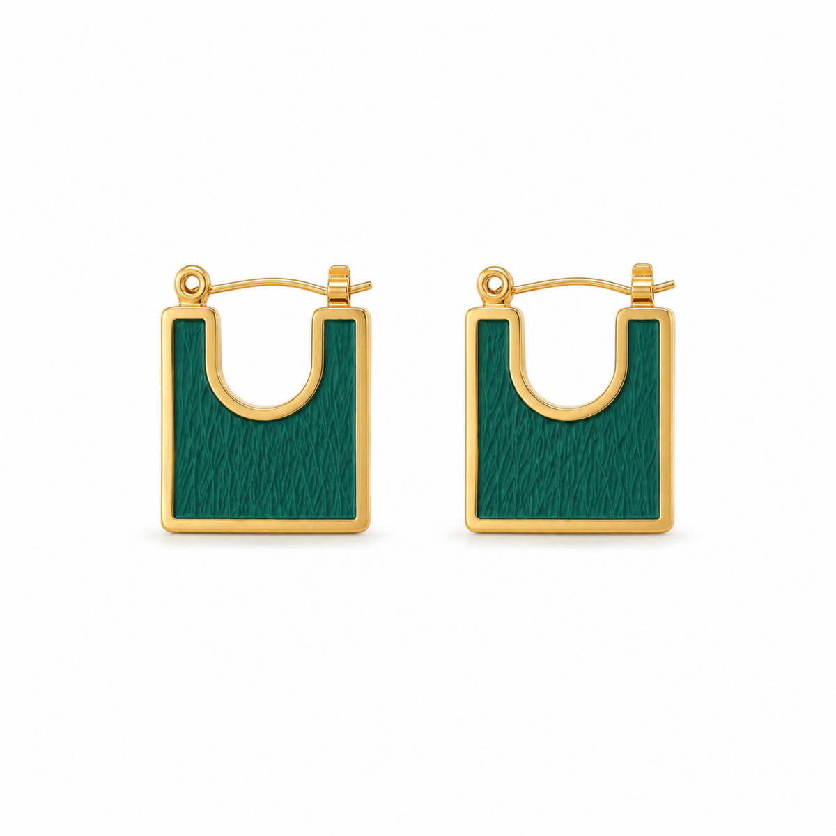 Teal Enamel Hoops