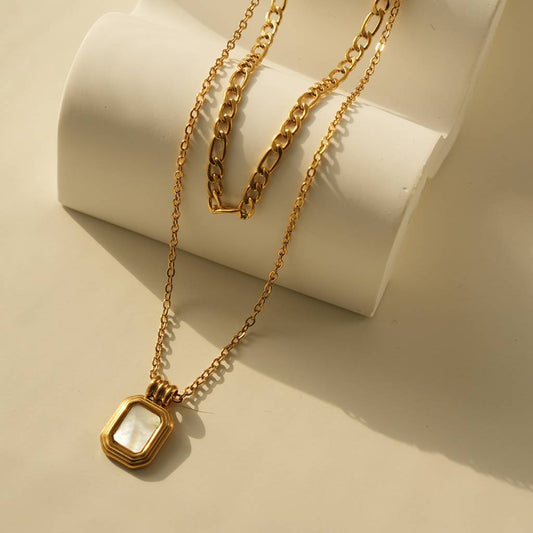 The Gold Embrace Double Layered Chain Pendant Necklace
