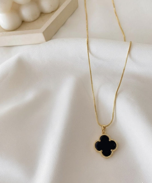 Midnight Clover Pendant Necklace