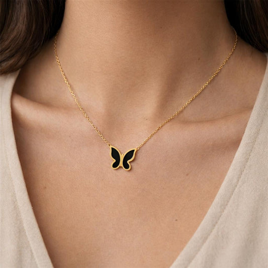 Midnight Butterfly Charm Necklace