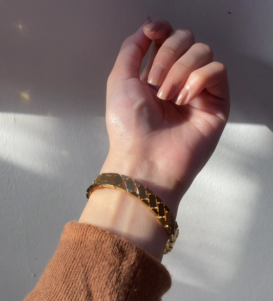 Tessellation Cuff Bangle - 18K Gold Plated