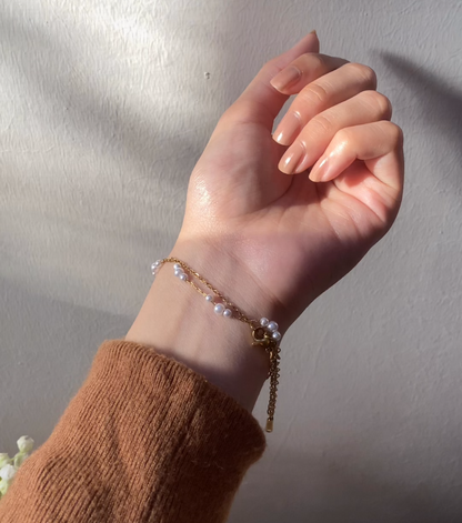 Beaded Pearl HandChain Bracelet