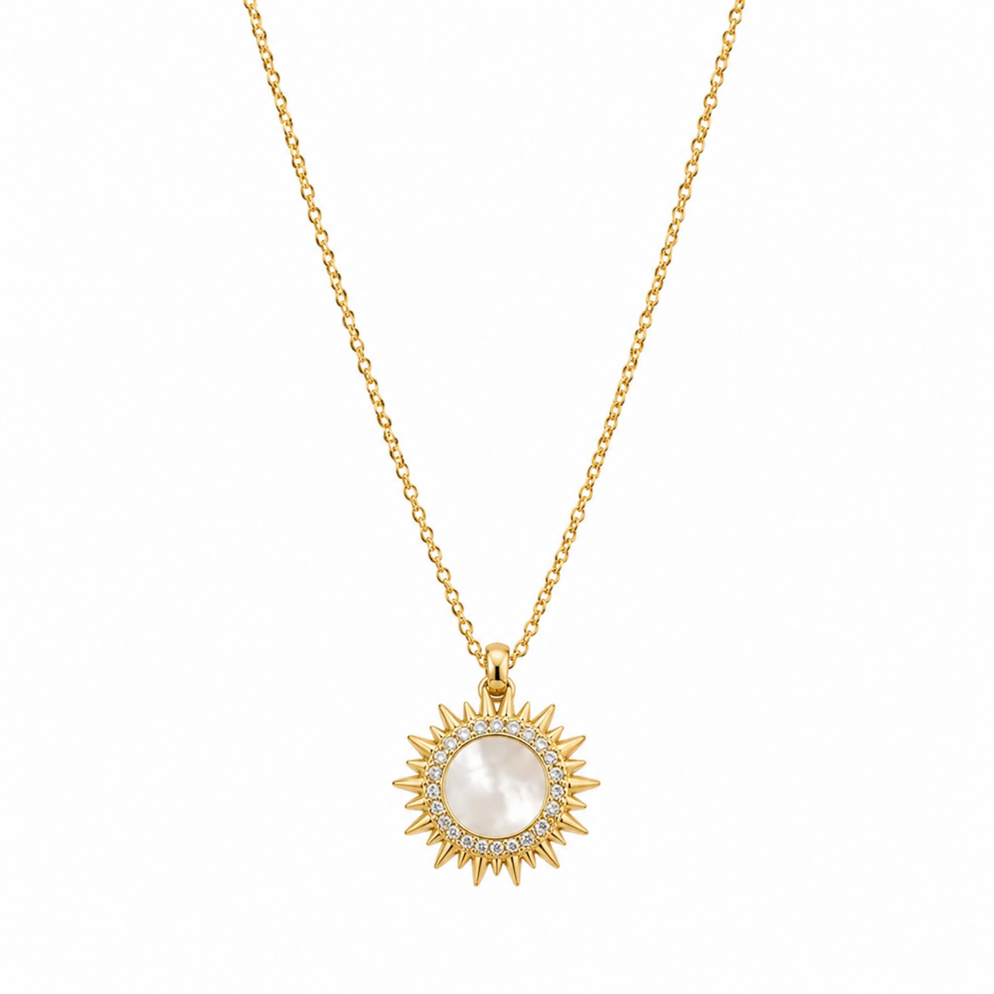 Solene Pearl Sun Pendant Necklace