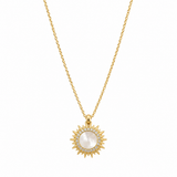 Solene Pearl Sun Pendant Necklace