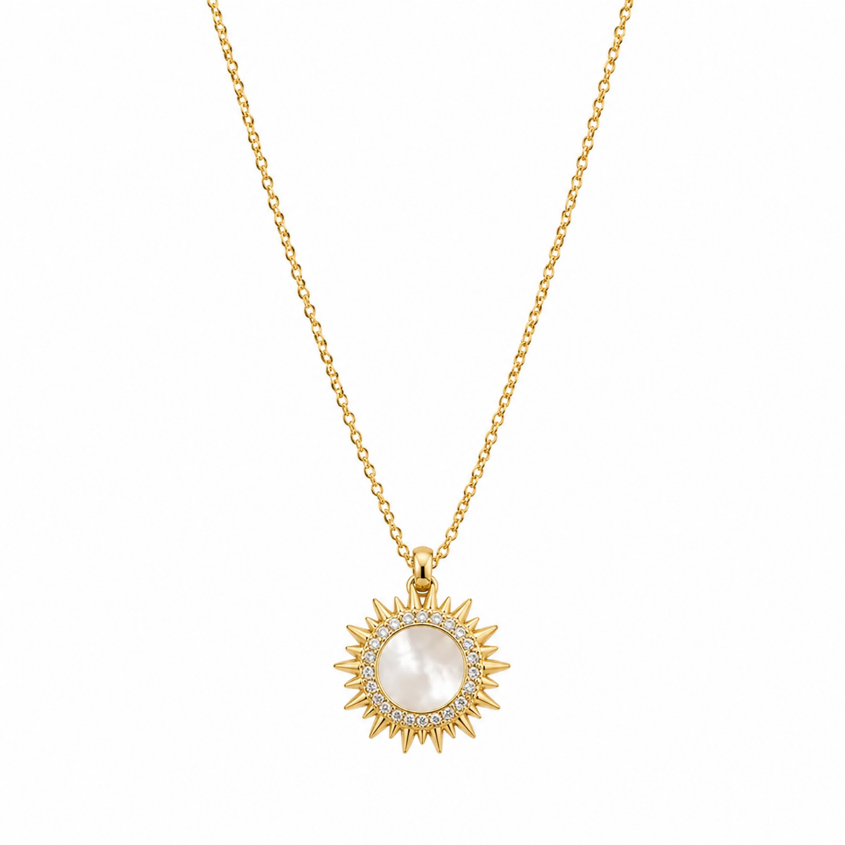 Solene Pearl Sun Pendant Necklace