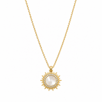 Solene Pearl Sun Pendant Necklace