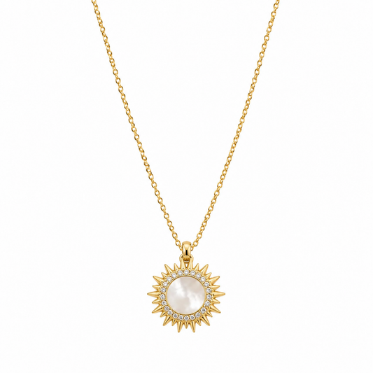Solene Pearl Sun Pendant Necklace