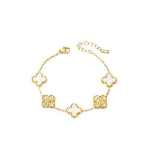 Gold & Pearl Clover Bracelet