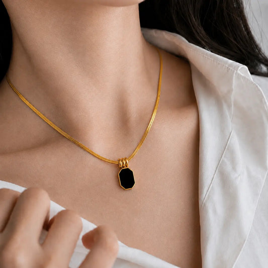 Obsidian Luxe Herringbone Necklace