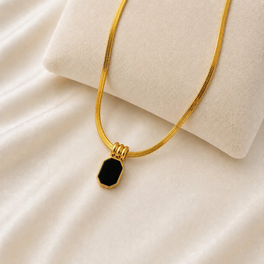 Obsidian Luxe Herringbone Necklace